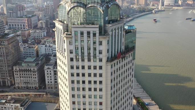 4K原素材-航拍上海光明金融大厦