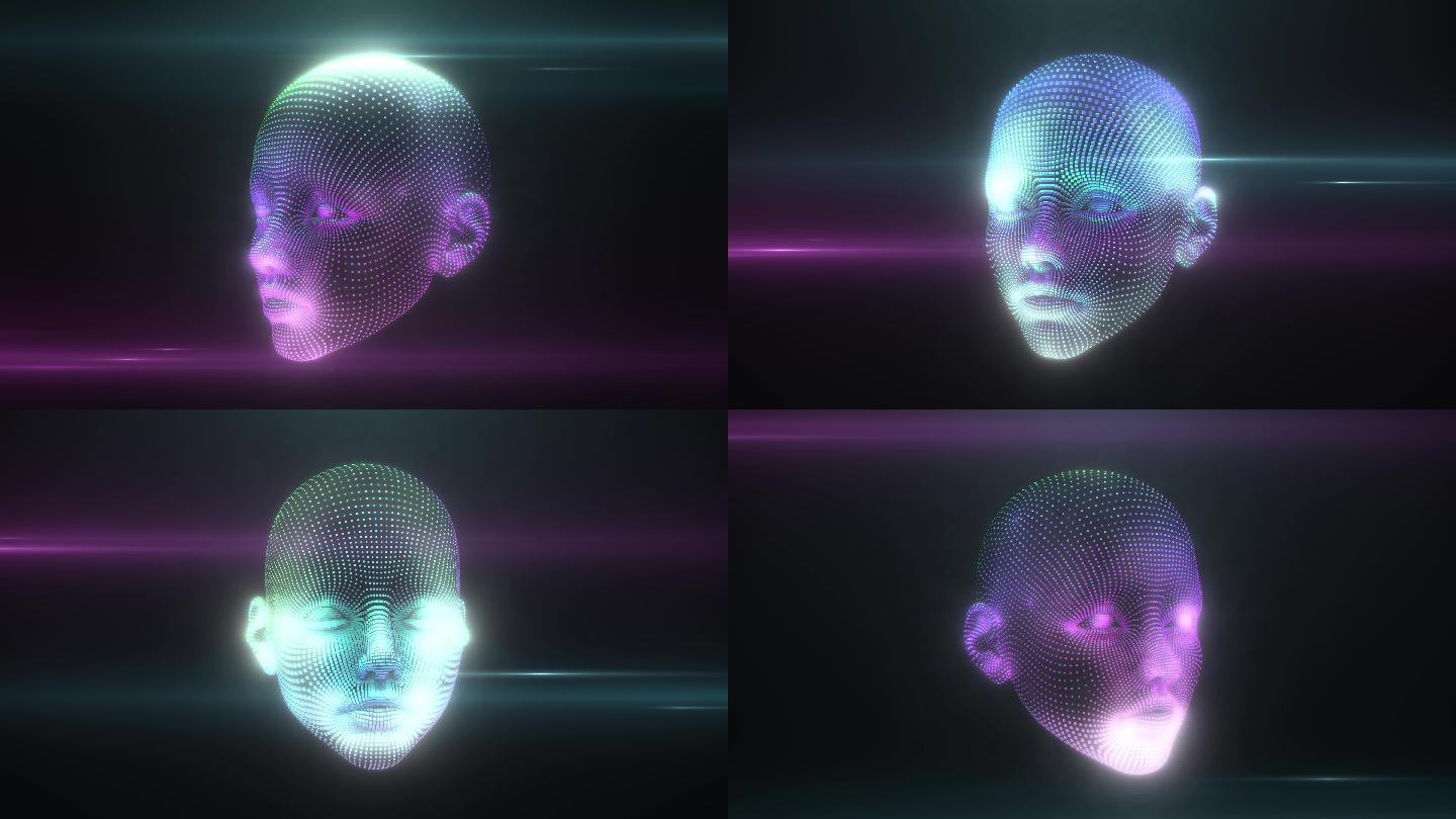 科技3D人物脸部旋转扫描识别