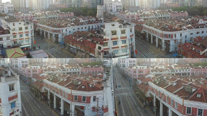 4K原素材-上海金陵东路，上海骑楼建筑