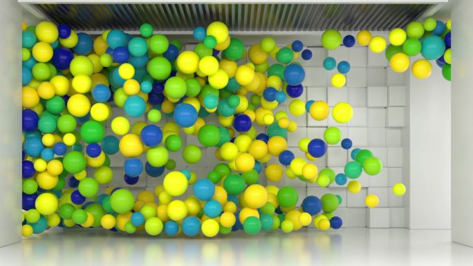黄绿蓝三色小球有限空间裸眼3D动态视频