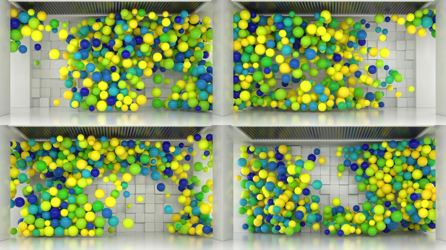 黄绿蓝三色小球有限空间裸眼3D动态视频