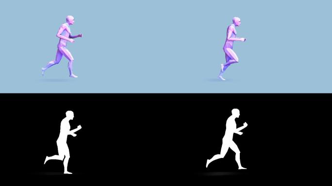 跑步剪影三维人体卡通人物