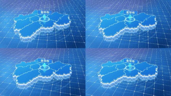 浙江金华市蓝色科技感定位地图
