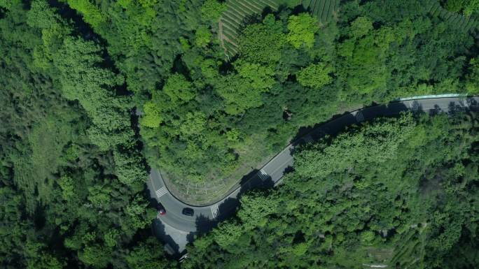 汽车行驶在山路上 自驾游 驾车 开车