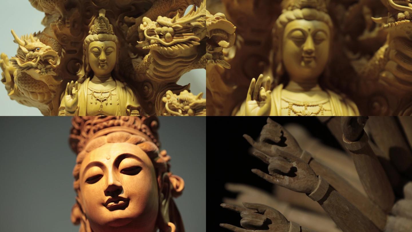千手观音宁式佛像菩萨木雕木刻非遗佛教文化