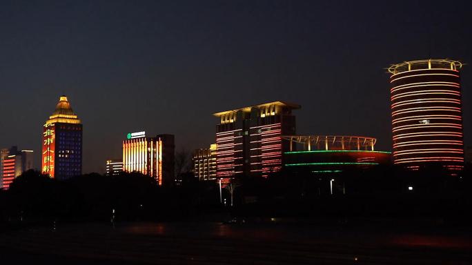 安庆夜景实拍，菱湖公园夜景素材，灯光秀