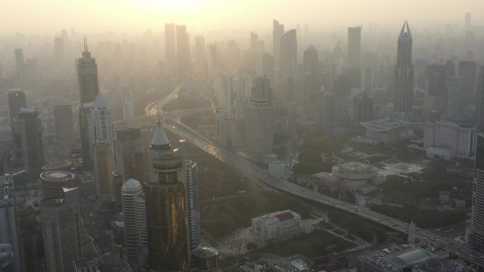 4K原素材-航拍上海人民广场淮海中路商圈