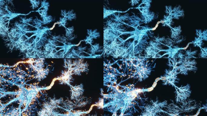 神经元全息图AI人工智能蓝色科技背景大数
