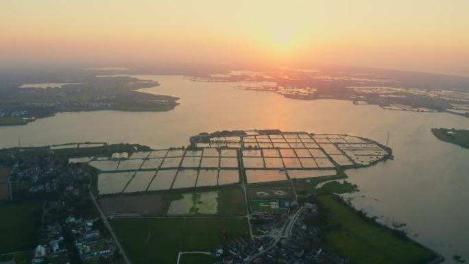 4K_大运河夕阳古运河运输水路运输航拍