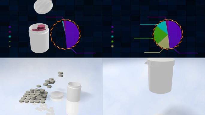 药丸与图表动画三维药丸药品药物3D药品