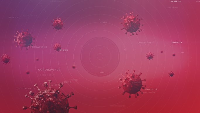 空中漂浮的病毒细胞3D渲染