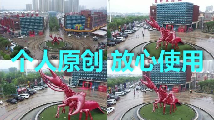 湖北潜江小龙虾雕塑航拍