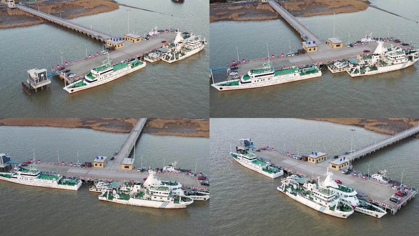 4K原素材-航拍上海水务海洋执法码头
