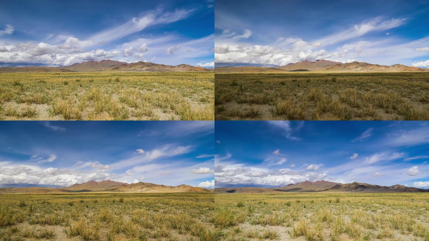 西藏阿里藏北大草原荒野航拍自然风光延时