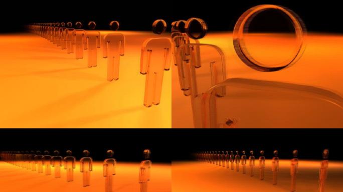 男性三维动画小透明人列队