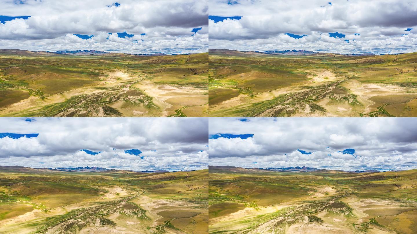 西藏山南哲古草原荒漠化自然风光延时航拍