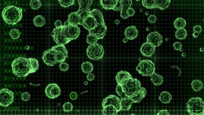 生物细胞绿色细胞病毒动画特效3D三维病原