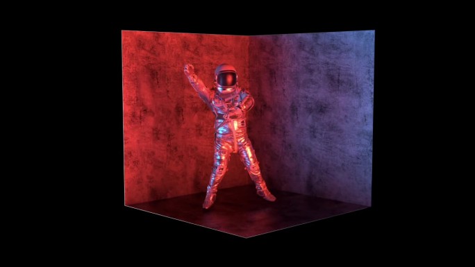 裸眼3D-三面屏-宇航员骑马舞