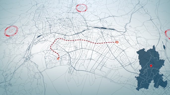 4K超大城市道路网 昆明地图-AI矢量