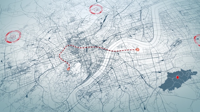 4K超大城市道路网 杭州地图-AI矢量