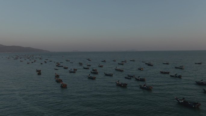 早晨港口渔船空镜4k