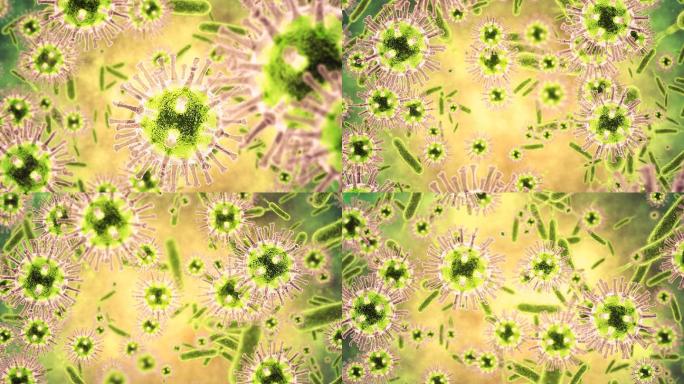 细菌动画新冠状病毒3d显微镜