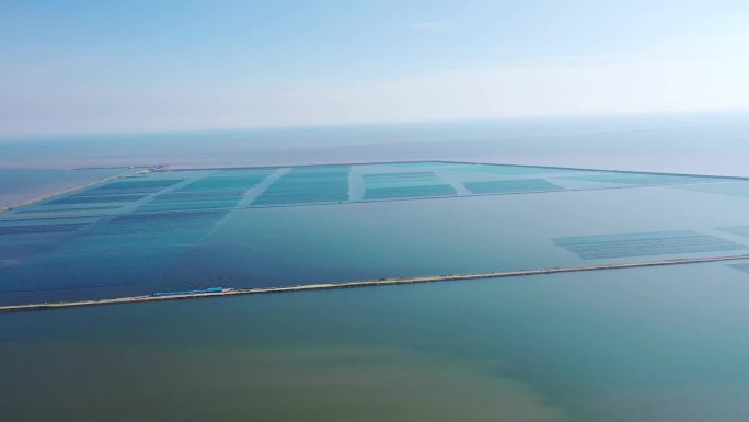 威海 海参海域养殖 围堰 风景 海边