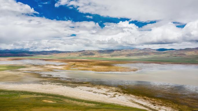 西藏山南哲古湖湿地湖泊自然风光延时航拍