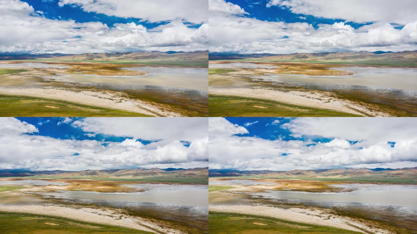 西藏山南哲古湖湿地湖泊自然风光延时航拍