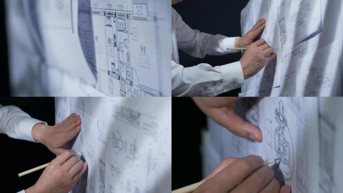 设计师白板前画图纸