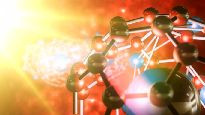 抽象分子结构动画基因片段构造科研工程研究