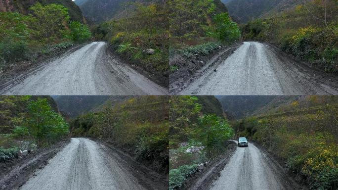 雨后泥泞的山区道路