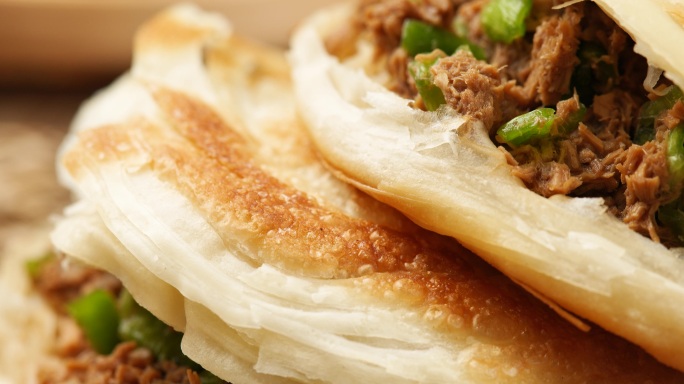 凉皮肉夹馍陕西西安美食小吃4K素材