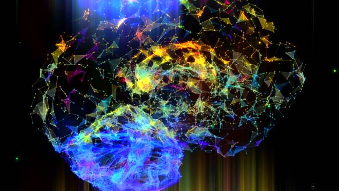 脑丛大脑动画AI人工智能蓝色科技背景大数