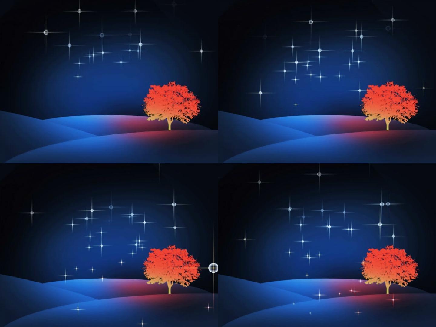 树与星星特效视频背景