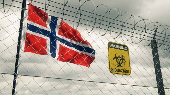 挪威国旗栅栏分界线围墙飘扬飞扬