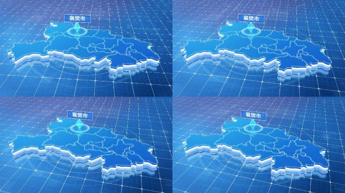 湖北襄樊市蓝色科技感定位地图