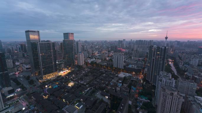 成都339太古里夜转日延时素材