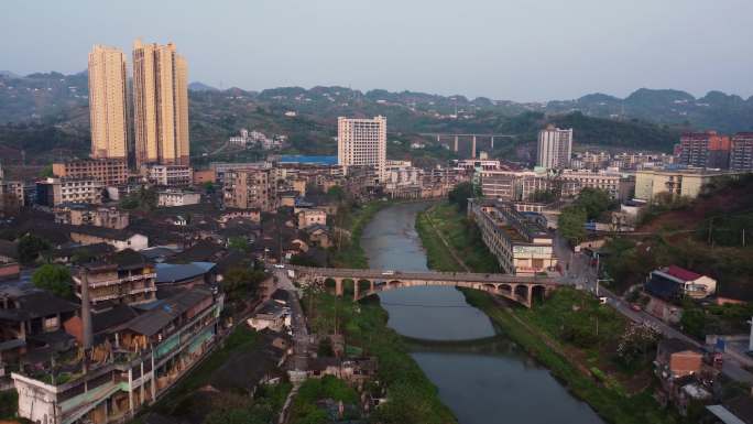 泸州市叙永县航拍县城风光