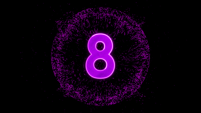 4K粉紫色立体10秒描边倒计时
