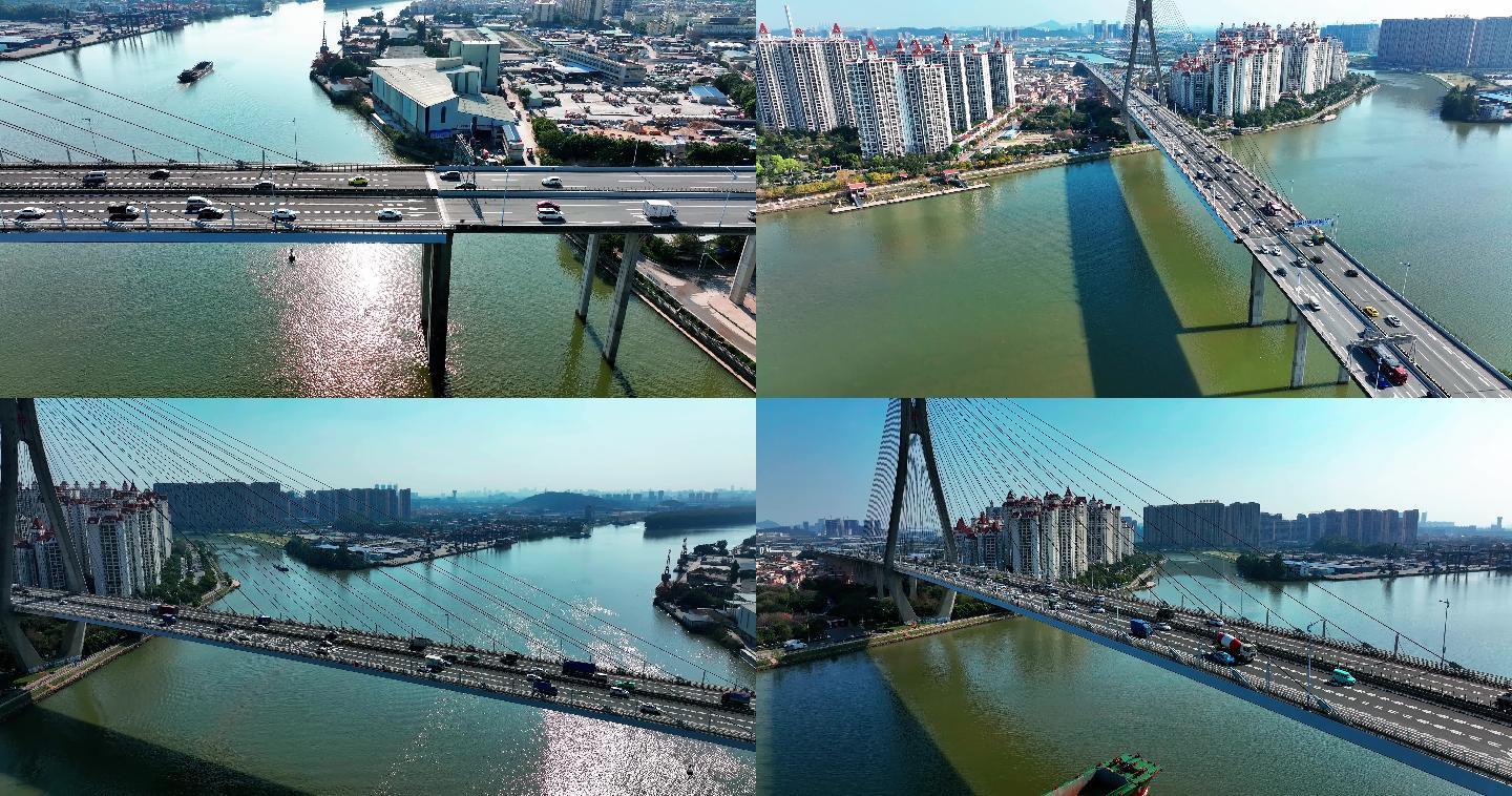 广州东沙大桥车流交通2022年最新