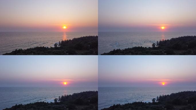 广西涠洲岛海滨自然风光黄昏海上日落延时