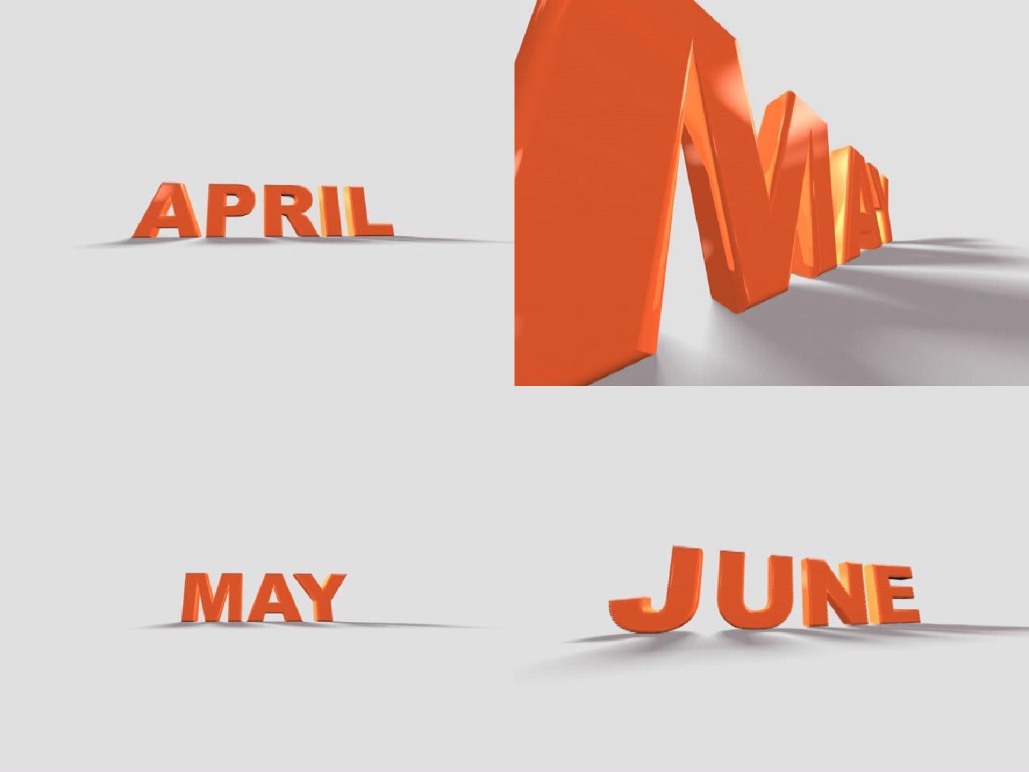 日历四月、五月、六月三维动画。