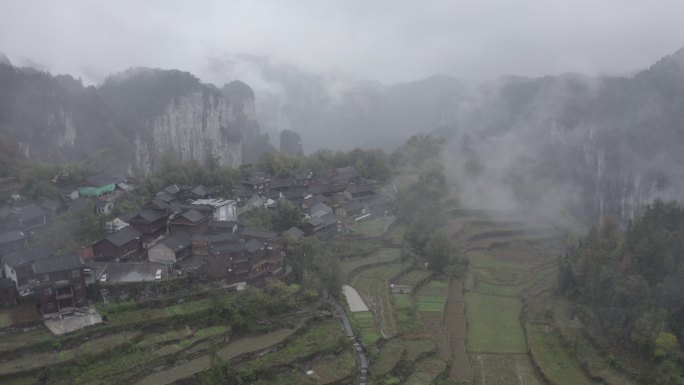 湖南吉首苗寨航拍