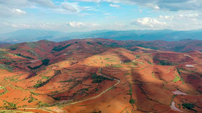 云南开远红土地丘陵高山农田自然风光延时