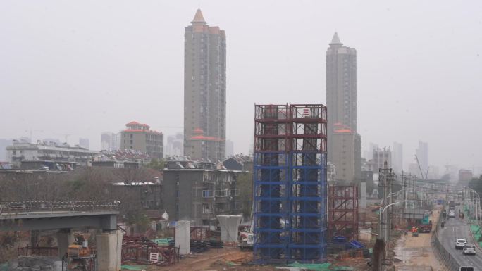 建设中的南昌九州高架东延工程高处拍