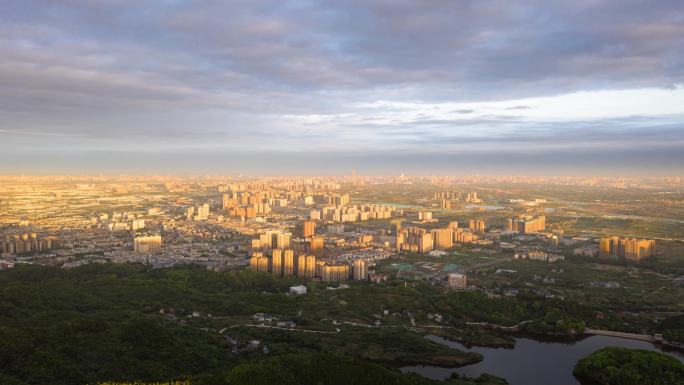 成都龙泉山城市航拍日出