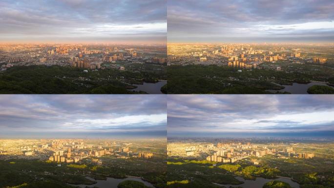 成都龙泉山城市航拍日出