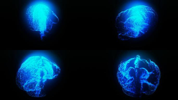蓝色粒子人类大脑可循环元素3D