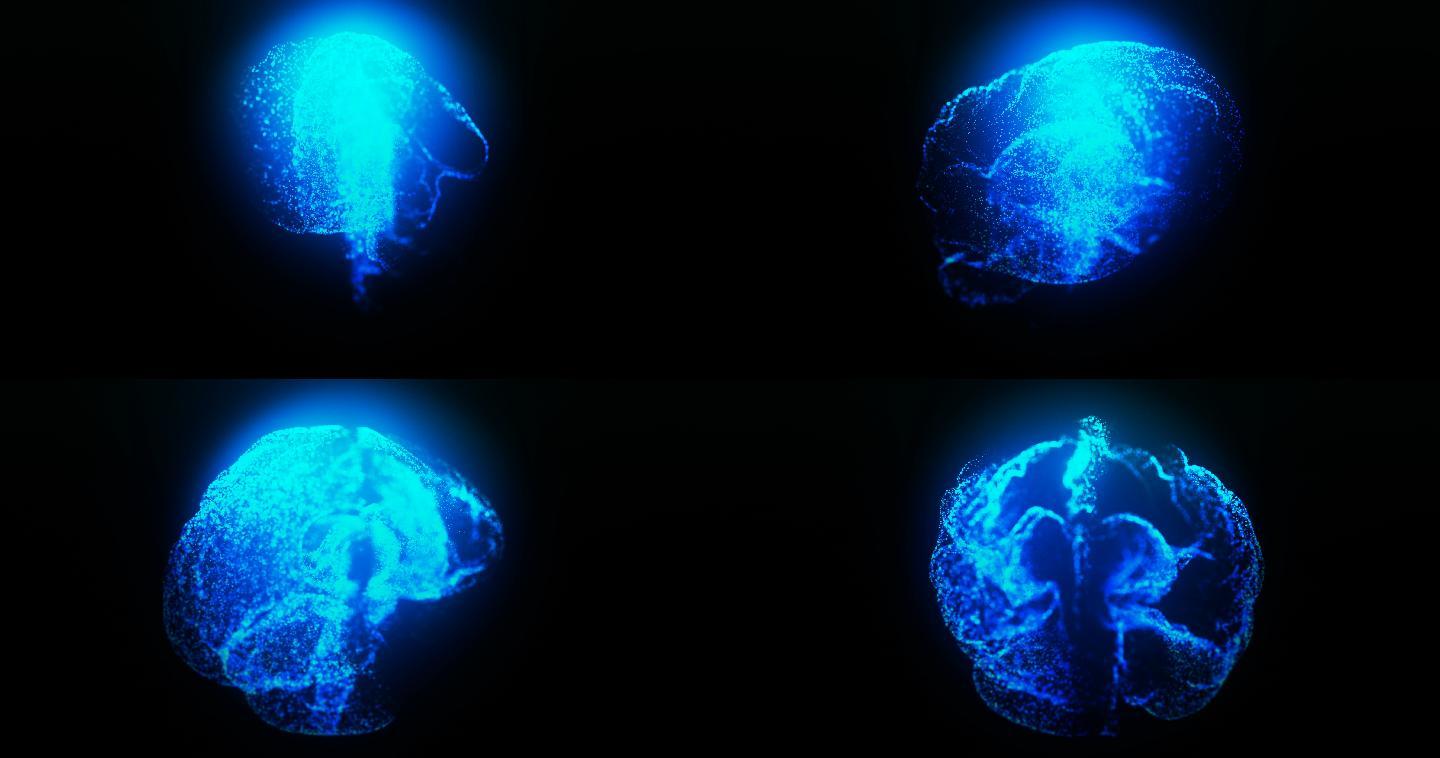 蓝色粒子人类大脑可循环元素3D